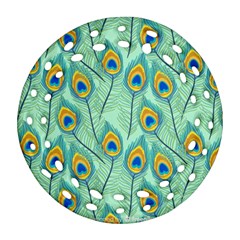 Lovely Peacock Feather Pattern With Flat Design Ornament (round Filigree) by Simbadda