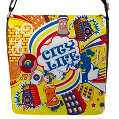 Colorful City Life Horizontal Seamless Pattern Urban City Flap Closure Messenger Bag (s) by Simbadda