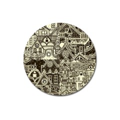 Four Hand Drawn City Patterns Magnet 3  (round) by Simbadda