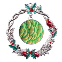 Beautiful Peacock Metal X mas Wreath Holly leaf Ornament