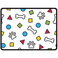 Dog Paw Seamless Pattern Foot Print Bone Fleece Blanket (large)