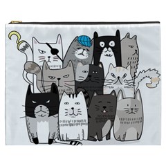 Cute Cat Hand Drawn Cartoon Style Cosmetic Bag (xxxl) by Simbadda