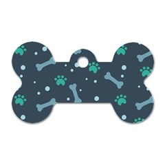 Bons Foot Prints Pattern Background Dog Tag Bone (two Sides) by Simbadda