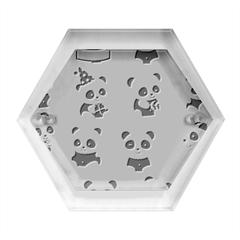 Playing Panda Cartoon Hexagon Wood Jewelry Box by Simbadda