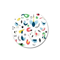 Vector Set Isolates With Cute Bird Scandinavian Style Magnet 3  (Round)