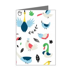 Vector Set Isolates With Cute Bird Scandinavian Style Mini Greeting Card by Simbadda