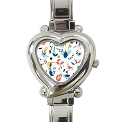 Vector Set Isolates With Cute Bird Scandinavian Style Heart Italian Charm Watch