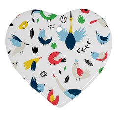 Vector Set Isolates With Cute Bird Scandinavian Style Heart Ornament (Two Sides)