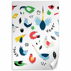 Vector Set Isolates With Cute Bird Scandinavian Style Canvas 12  X 18  by Simbadda