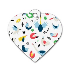 Vector Set Isolates With Cute Bird Scandinavian Style Dog Tag Heart (one Side) by Simbadda