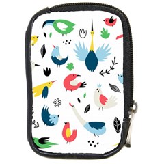 Vector Set Isolates With Cute Bird Scandinavian Style Compact Camera Leather Case by Simbadda