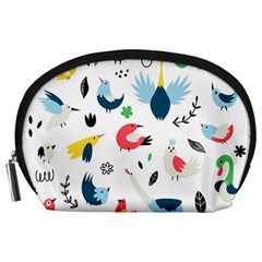 Vector Set Isolates With Cute Bird Scandinavian Style Accessory Pouch (Large)