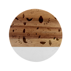 Vector Set Isolates With Cute Bird Scandinavian Style Marble Wood Coaster (Round)