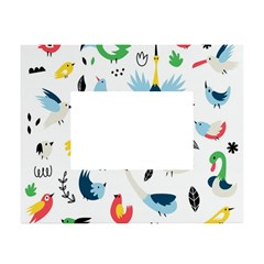 Vector Set Isolates With Cute Bird Scandinavian Style White Tabletop Photo Frame 4 x6  by Simbadda