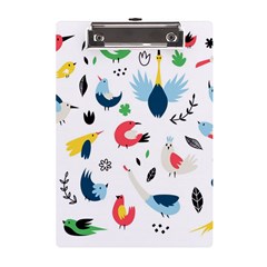 Vector Set Isolates With Cute Bird Scandinavian Style A5 Acrylic Clipboard