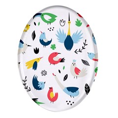 Vector Set Isolates With Cute Bird Scandinavian Style Oval Glass Fridge Magnet (4 pack)