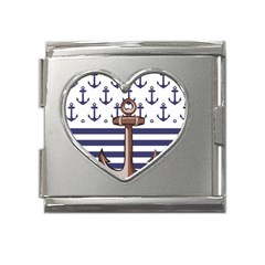 Anchor Background Design Mega Link Heart Italian Charm (18mm)