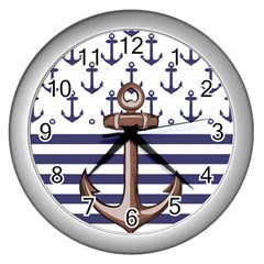 Anchor Background Design Wall Clock (silver)