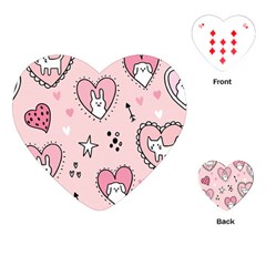 Cartoon Cute Valentines Day Doodle Heart Love Flower Seamless Pattern Vector Playing Cards Single Design (heart) by Simbadda