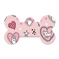 Cartoon Cute Valentines Day Doodle Heart Love Flower Seamless Pattern Vector Dog Tag Bone (one Side) by Simbadda