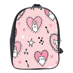Cartoon Cute Valentines Day Doodle Heart Love Flower Seamless Pattern Vector School Bag (xl)