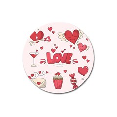 Hand Drawn Valentines Day Element Collection Magnet 3  (round) by Simbadda