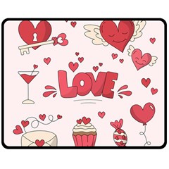 Hand Drawn Valentines Day Element Collection Two Sides Fleece Blanket (medium)