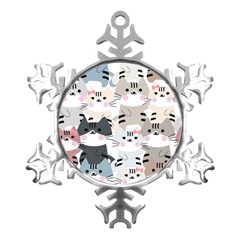 Cute Cat Couple Seamless Pattern Cartoon Metal Small Snowflake Ornament