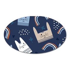 Colorful-cute-cats-seamless-pattern Oval Magnet