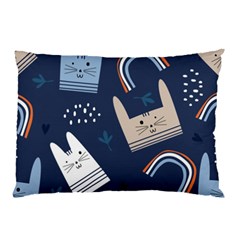 Colorful-cute-cats-seamless-pattern Pillow Case by Simbadda