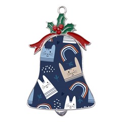 Colorful-cute-cats-seamless-pattern Metal Holly Leaf Bell Ornament