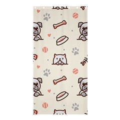 Pug-dog-cat-with-bone-fish-bones-paw-prints-ball-seamless-pattern-vector-background Shower Curtain 36  X 72  (stall)  by Simbadda