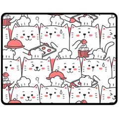 Cute-cat-chef-cooking-seamless-pattern-cartoon Fleece Blanket (medium) by Simbadda