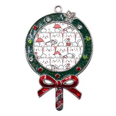 Cute-cat-chef-cooking-seamless-pattern-cartoon Metal X mas Lollipop With Crystal Ornament