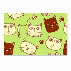 Cute-hand-drawn-cat-seamless-pattern Postcards 5  X 7  (pkg Of 10) by Simbadda