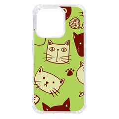 Cute-hand-drawn-cat-seamless-pattern Iphone 14 Pro Tpu Uv Print Case by Simbadda