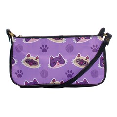 Cute-colorful-cat-kitten-with-paw-yarn-ball-seamless-pattern Shoulder Clutch Bag