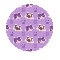 Cute-colorful-cat-kitten-with-paw-yarn-ball-seamless-pattern Mini Round Pill Box (pack Of 5) by Simbadda