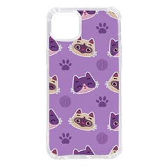 Cute-colorful-cat-kitten-with-paw-yarn-ball-seamless-pattern Iphone 14 Plus Tpu Uv Print Case by Simbadda