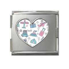 Transportation Seamless Pattern Mega Link Heart Italian Charm (18mm)