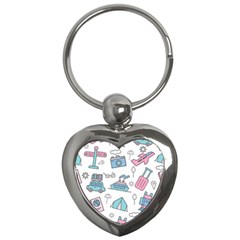 Transportation Seamless Pattern Key Chain (heart) by Simbadda