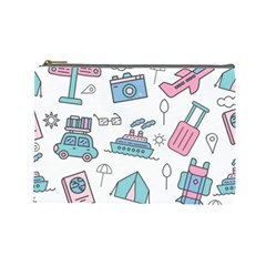 Transportation Seamless Pattern Cosmetic Bag (large) by Simbadda