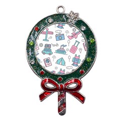 Transportation Seamless Pattern Metal X mas Lollipop With Crystal Ornament