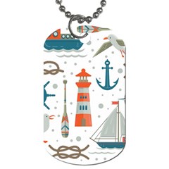 Nautical-elements-pattern-background Dog Tag (one Side) by Simbadda