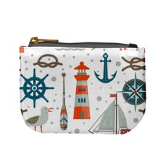 Nautical-elements-pattern-background Mini Coin Purse by Simbadda