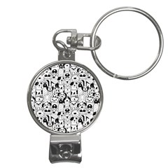 Seamless-pattern-with-black-white-doodle-dogs Nail Clippers Key Chain