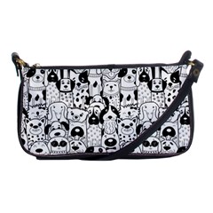 Seamless-pattern-with-black-white-doodle-dogs Shoulder Clutch Bag