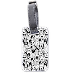 Seamless-pattern-with-black-white-doodle-dogs Luggage Tag (two Sides) by Simbadda