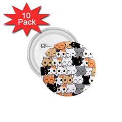 Cute-cat-kitten-cartoon-doodle-seamless-pattern 1 75  Buttons (10 Pack) by Simbadda