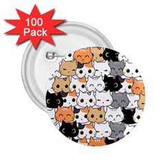 Cute-cat-kitten-cartoon-doodle-seamless-pattern 2 25  Buttons (100 Pack)  by Simbadda